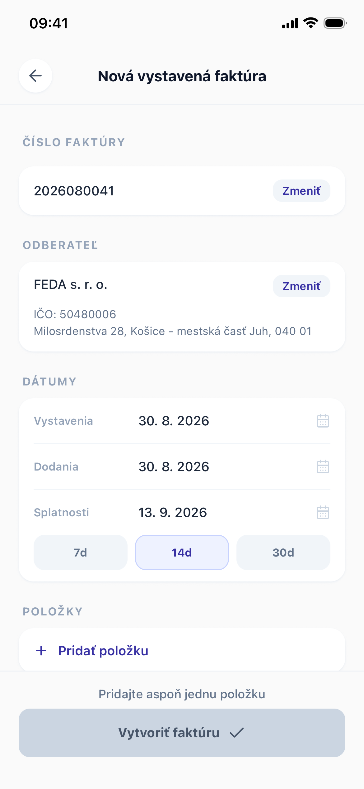 Nová faktúra